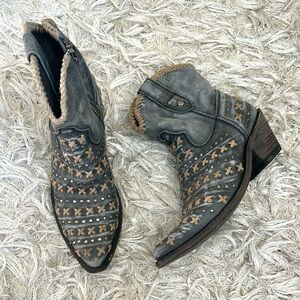 LIBERTY Black Gray and Brown Ankle Boots